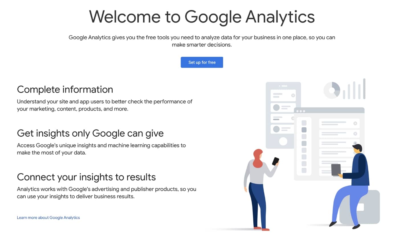 Google Analytics Welcome Screen
