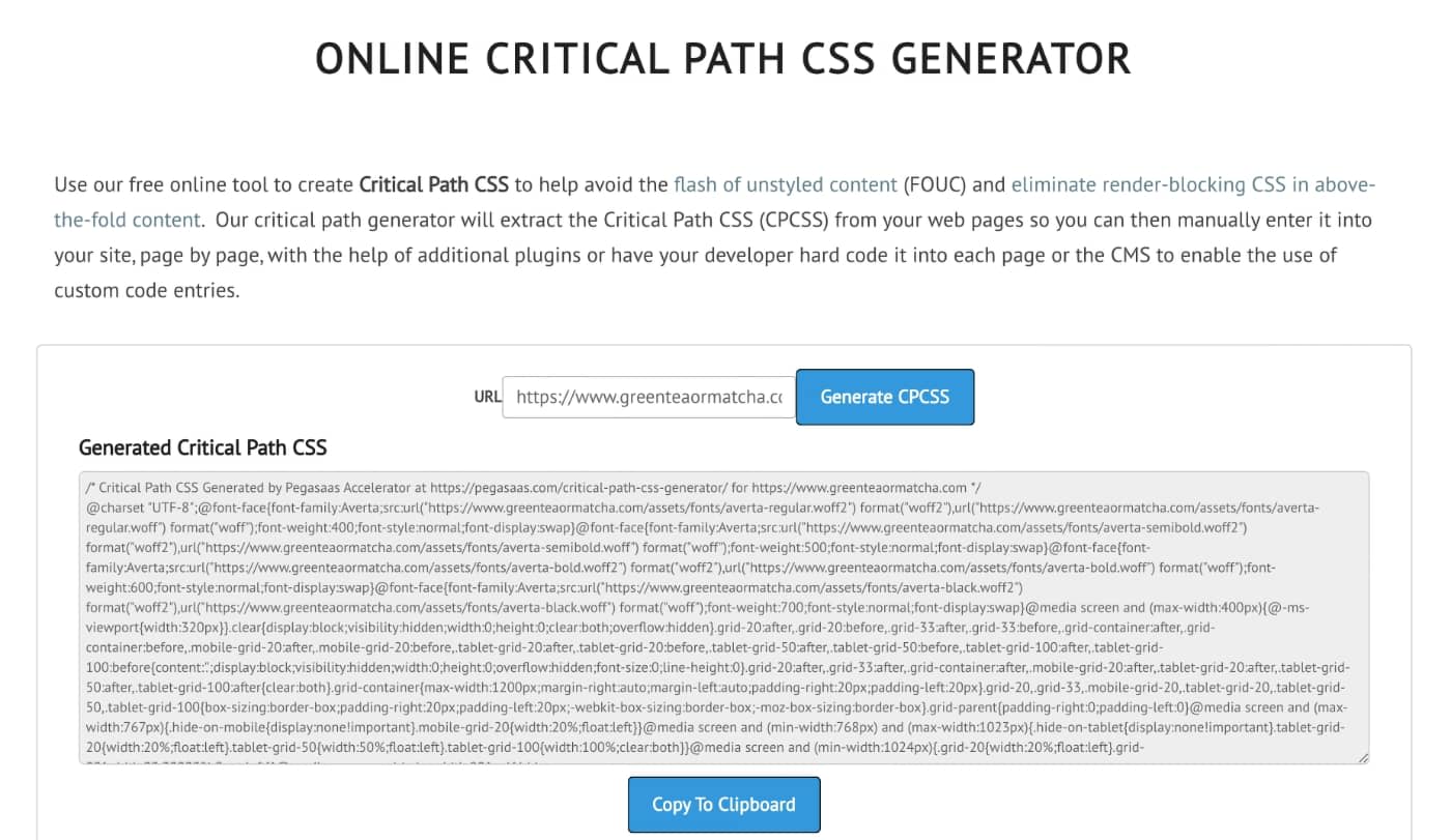 Critical CSS Generator by Pegasaas