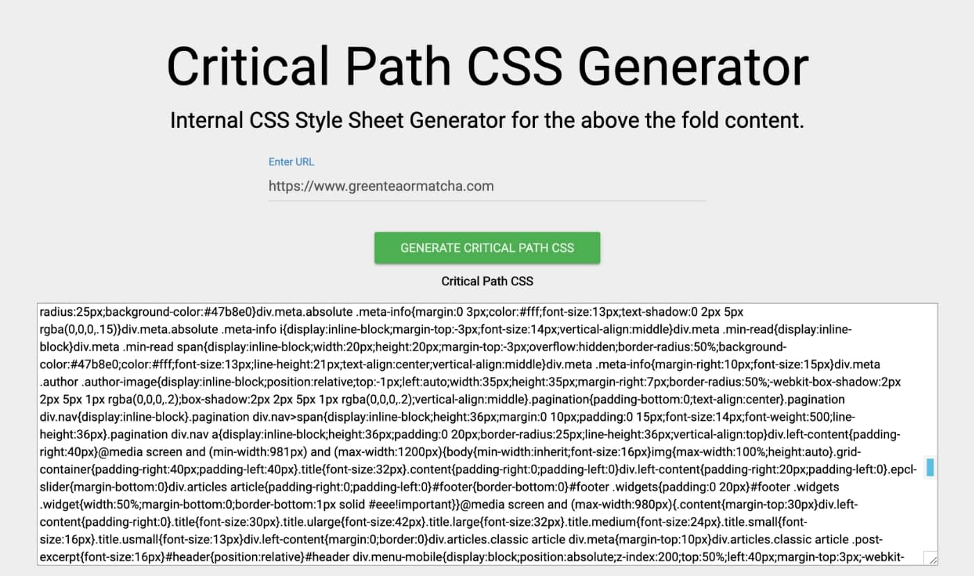Critical CSS Generator by Sitelocity