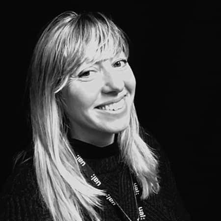 Black and white photograph of Victoria Ahrens, Senior Lecturer for Graduate Diploma Photography.