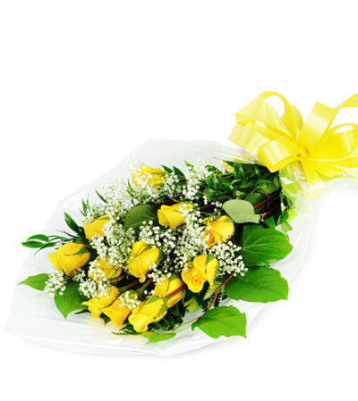 Perfect Wrapped Long-Stemmed Yellow Roses