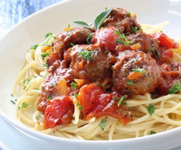 Pasta with meatballs in tomato sauce Good Food Channel