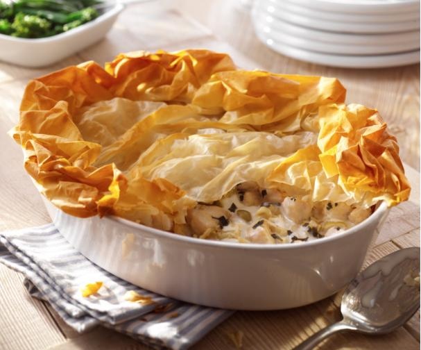Chicken and leek pie with filo Good Food Channel