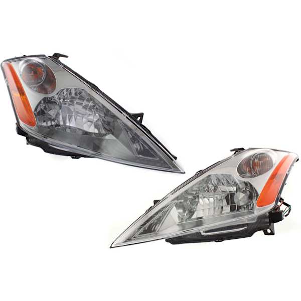 Replacement 2007 Nissan Murano Headlights Driver and Passenger Side, Pair, Chrome Trim, With