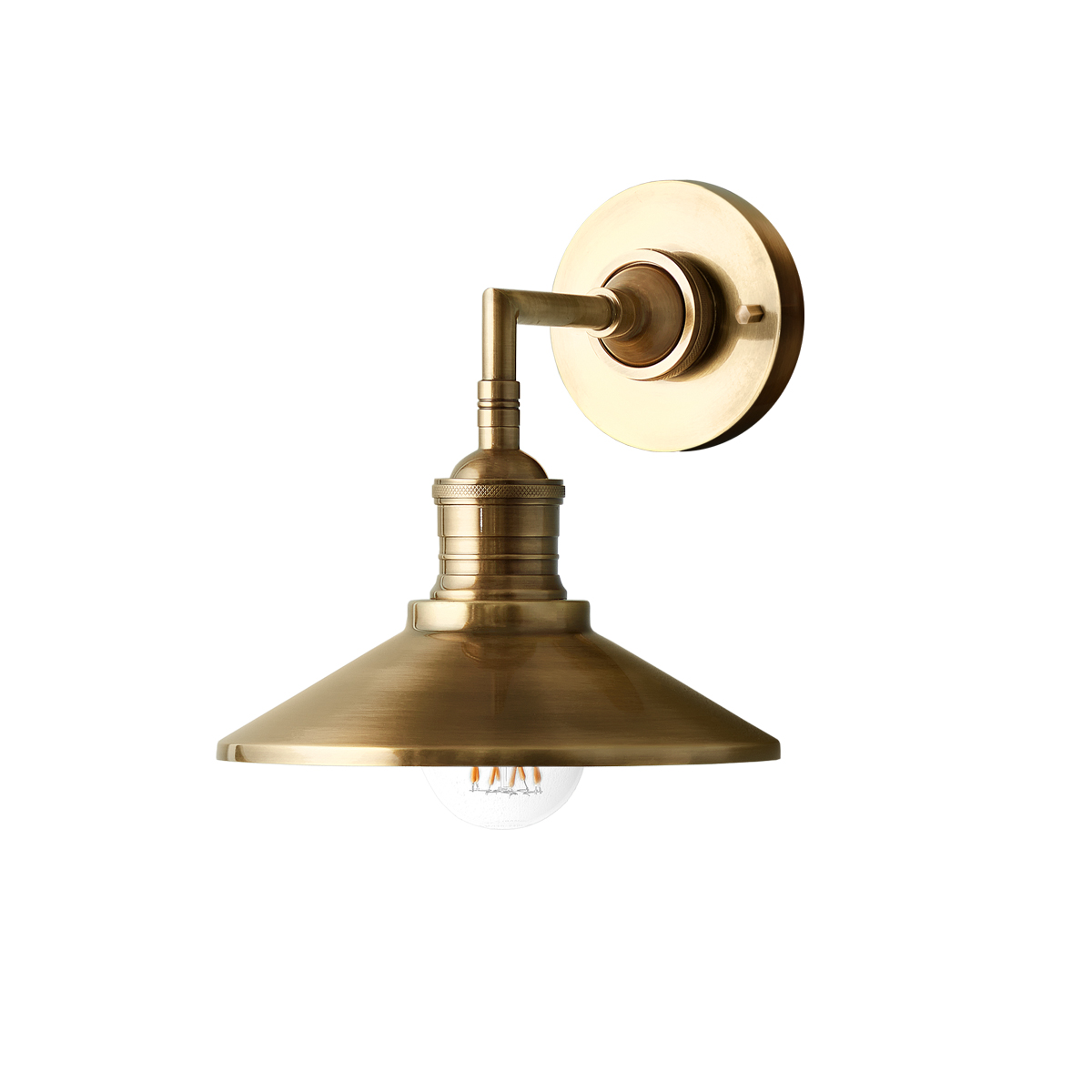 Whizzer wall sconce in antiqued brass