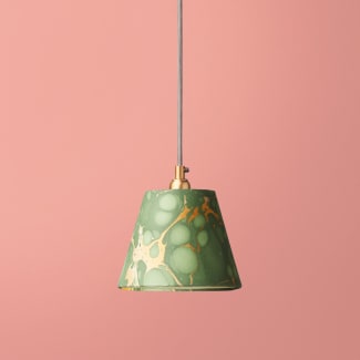 7 inch pendant lamp shade in foglia hand made marble paper