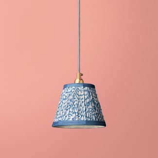 7 inch pendant lamp shade in turkish blue fishscales with blue tape