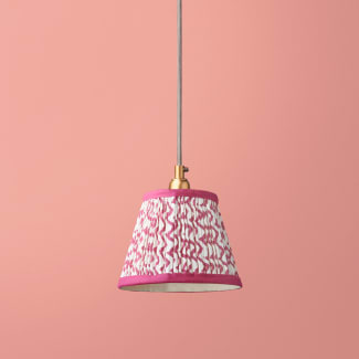 7 inch pendant lamp shade in crimson chevrons with crimson tape