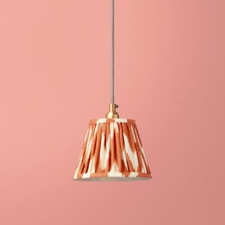 7 inch pendant lamp shade in ikat printed zig-zag orange linen