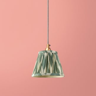 7 inch pendant lamp shade in ikat printed zig-zag eau de nil linen