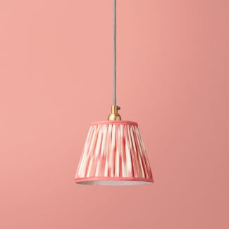 7 inch pendant lamp shade in atlas ikat coral and cream silk