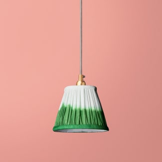 7 inch pendant lamp shade in green shibori linen