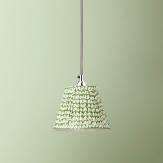 7 inch pendant lamp shade in Green Block Printed Cotton