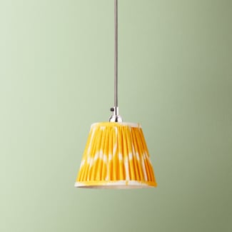 7 inch pendant lamp shade in yoda ikat printed yellow linen