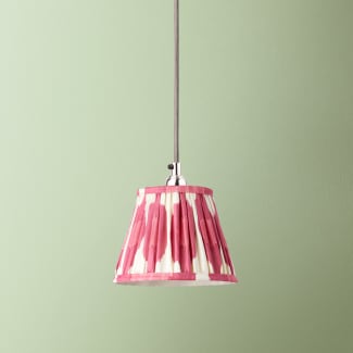 7 inch pendant lamp shade in egg & spoon ikat berries silk