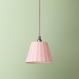 7 inch pendant lamp shade in hot pink ripples hand painted card