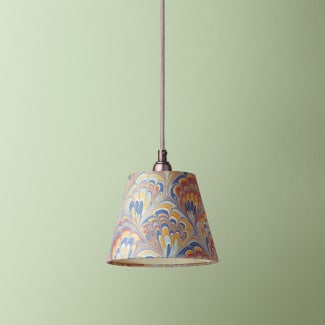 7 inch pendant lamp shade in golden piave hand made marbled paper