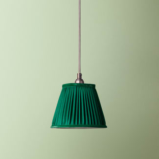 7 inch pendant lamp shade in emerald silk with velvet tape