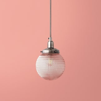 Smaller Espere pendant shade in clear waffle glass