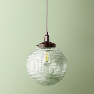 Larger Espere pendant shade in clear waffle glass