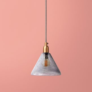 Hazelette pendant shade in gray bubble glass