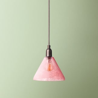 Hazelette pendant shade in magenta bubble glass