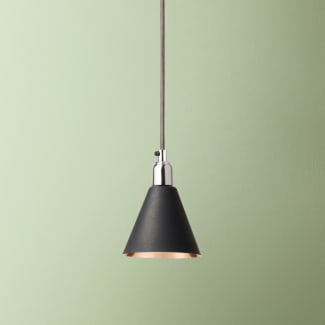 Stanlette pendant shade in ash black with copper interior