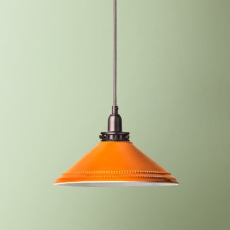 Ted ceramic pendant shade in orange with stone interior