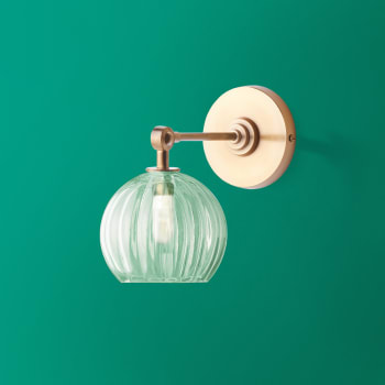 Long Roddy wall sconce in nickel with glass rods