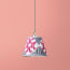 7 inch pendant lamp shade in darjee ikat pink and pewter silk