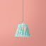 7 inch pendant lamp shade in koyari ikat turquoise and ecru silk