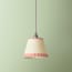 7 inch pendant lamp shade in scarlet stitches hand painted card