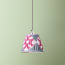 7 inch pendant lamp shade in darjee ikat pink and pewter silk