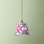 7 inch pendant lamp shade in darjee ikat pink and pewter silk