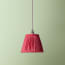 7 inch pendant lamp shade in ruby silk with velvet tape