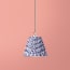 7 inch pendant lamp shade in temple blue block printed cotton