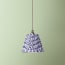 7 inch pendant lamp shade in temple blue block printed cotton