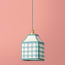 6 inch Milford check square pendant shade in seafoam