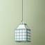 6 inch Milford check square pendant shade in seafoam