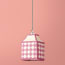 6 inch Milford check square pendant shade in raspberry