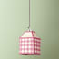 6 inch Milford check square pendant shade in raspberry