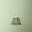 7 inch pendant shade in Ellen Merchant's Green Poppies ikat printed linen