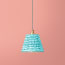 7 inch pendant shade in blue block printed cotton