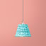 7 inch pendant shade in blue block printed cotton