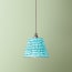 7 inch pendant shade in blue block printed cotton