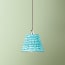 7 inch pendant shade in blue block printed cotton