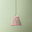 7 inch pendant shade in aqua pink block printed Dotty gathered cotton by GP & J Baker
