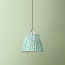 7 inch pendant shade in aqua block printed Dotty gathered cotton by GP & J Baker