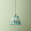 7 inch pendant lamp shade in teal Zaraband gathered linen by GP & J Baker