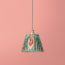 7 inch pendant shade in red aqua Bokhara gathered linen by GP & J Baker